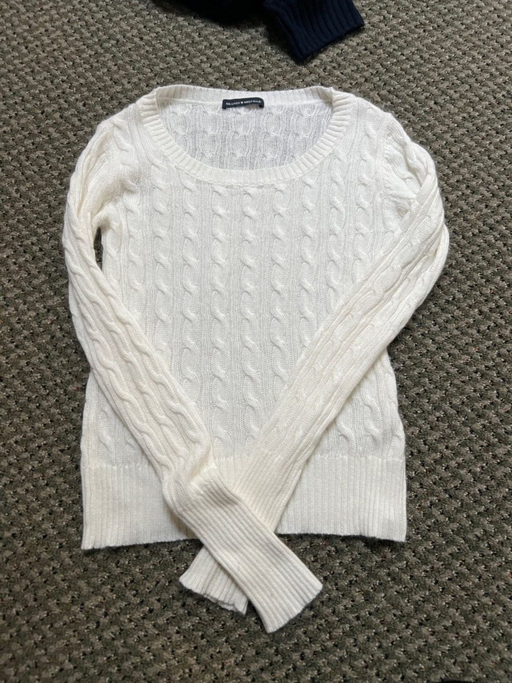 Brandy Melville Ivory Cable Knit Scoop Sweater